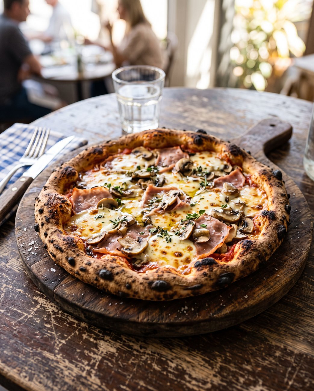 Klasyczna pizza z szynką i pieczarkami
