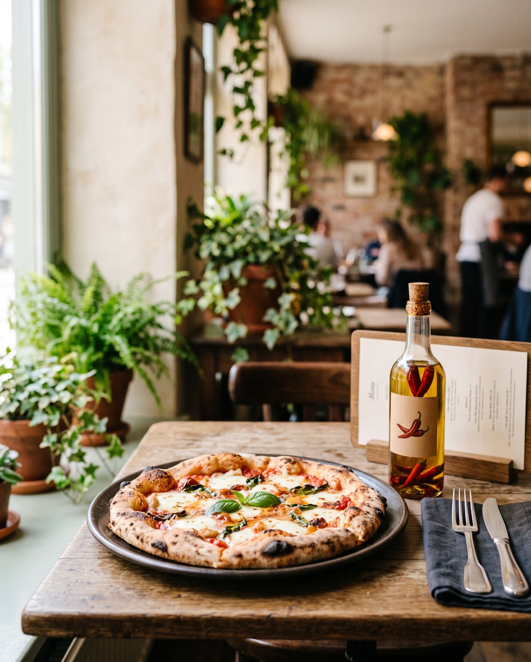 Pizza podana przy stole w Restauracji